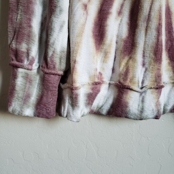 Easel Oversized Tie Dye Drop Shoulder Sweater Raw Edge Multicolor Womens Medium - Picture 5 of 9